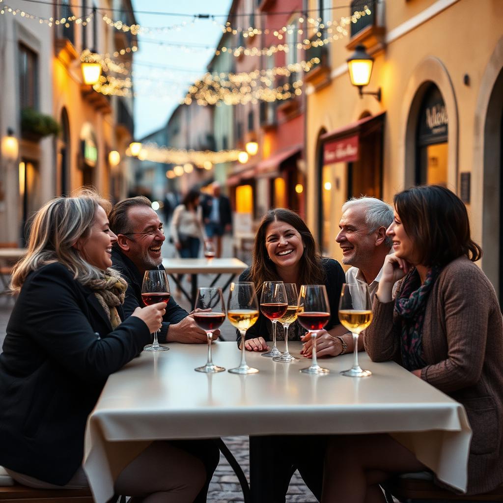 todos juntos, vinho na mesa